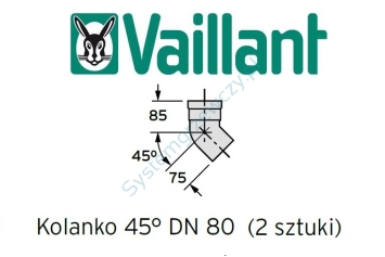 Vaillant Kolanko 45° do komina DN 80 303259 (2 sztuki)